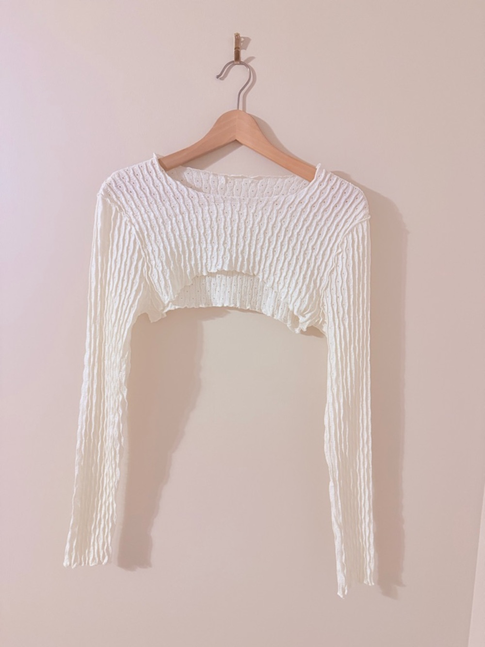 PAC SUN • White Ribbed Shall Long-Sleeve Top - Lightweight Women's Shall